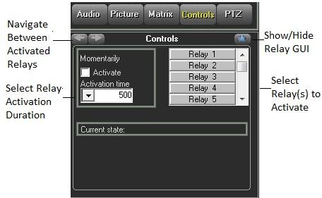 Control Relay How to Activate Click on the control driver in the list. The following GUI is displayed in the lower-left panel.