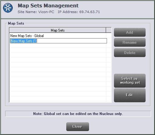 2. Click Add. The next blank line in the Map Sets area becomes editable and the text New Map Set appears automatically as the name of the new map set.