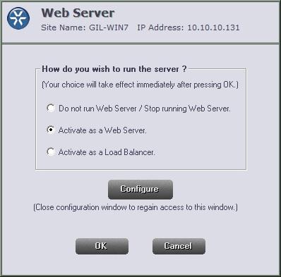 Web Server Using the Web Server screen allows ViconNet to open as a web-based viewer. The Web Server must be setup from the Nucleus. From the Nucleus, select the Nucleus to be setup as the server.
