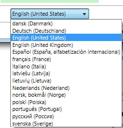 Choose the language from the language drop-down: 1.