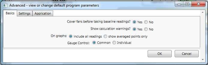 1.9.1.1 Cover fans before taking bias readings? Selecting "Yes" will cause the software to stop after the initial bias pressure readings have been taken in order for the user to uncover the fan(s).