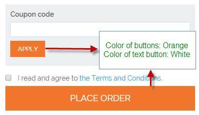 In Text Color in Buttons field, enter the color you want for the text in buttons on checkout page.