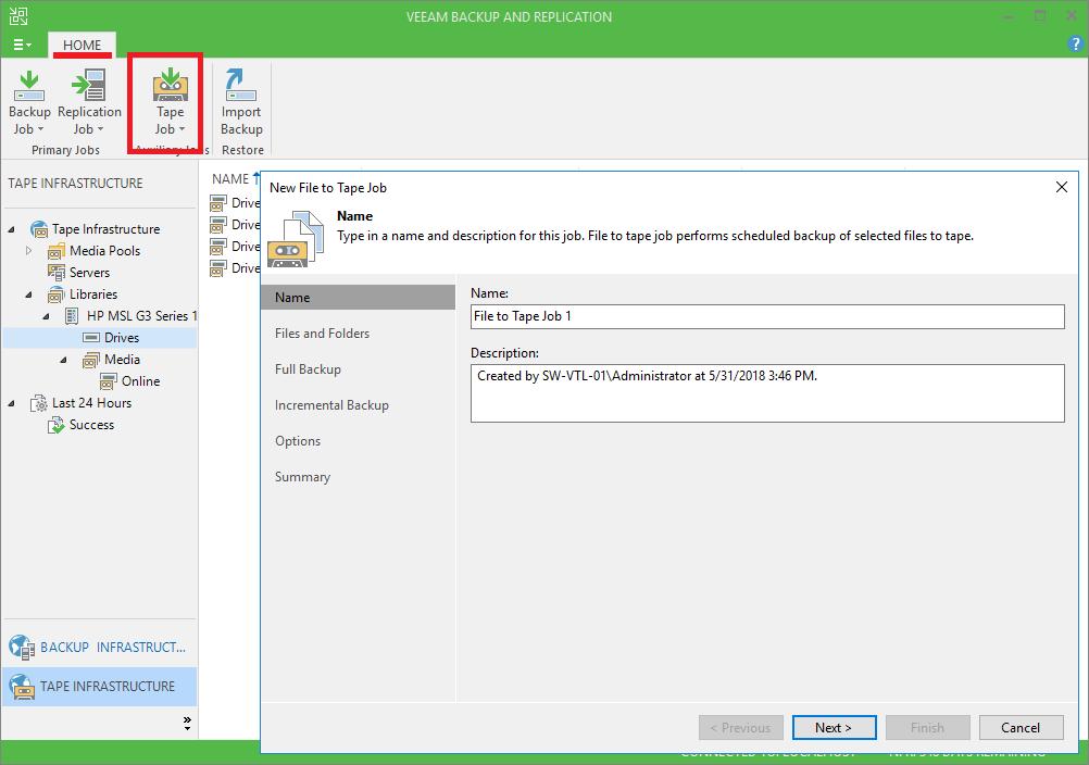 Configuring File to Tape job with automatic offload to Azure cloud storage NOTE: You can also configure Backups to Tape Job. More details for configuration of a such job here: https://helpcenter.