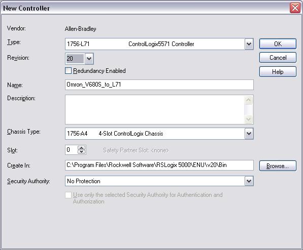 Open RSLogix 5000 and select File- New. 2 The New Controller window will appear.
