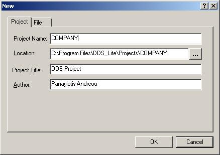 DDS Lite Create new Project Create a new project in DDS (File New) Project Name: COMPANY
