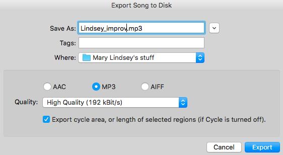 - Go to your Assignment Folder, and make sure your yourlastname_improv file is there. Double-click the file to hear it in itunes, or simply select it and press the space bar to listen to it.