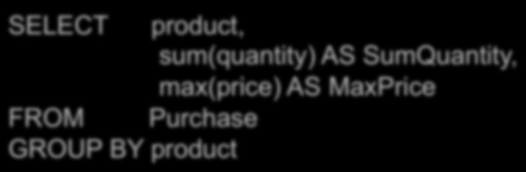 Other Examples Compare these two queries: SELECT product, count(*) FROM