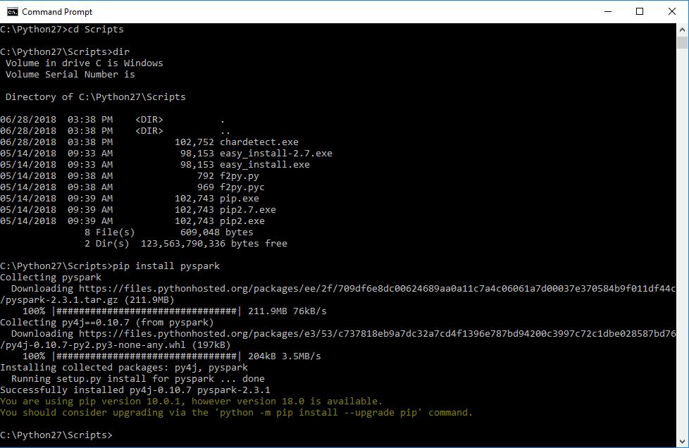 PySpark Open a command prompt and navigate to the