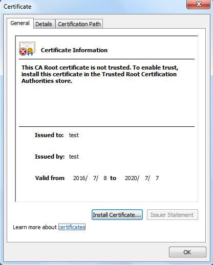 Figure 3-25 6) Select storage path, and then click save. 7) Double-click the RootCert.cer icon.