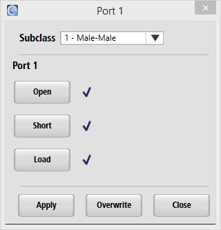 In the 1-port SOL Dialog Box, select the subclass of the calibration kit. In this example, we use 1 Male-Male.