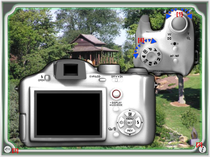 Simulation This mode is intended for training with Panasonic FZ7 camera. As it is shown on Figure A1.4 the rear and top view of the camera is available.
