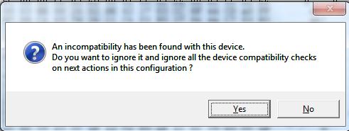 Figure 18: STVP incompatible device action query 12 On completion of the programming procedure starts, the STVP
