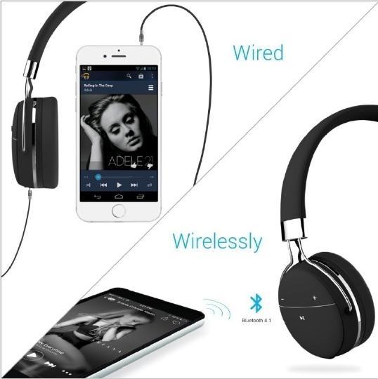 Wireless Headphone MUFFS PRO Wireless Music Headphone with AUX Port Best sound quality with Wind Noise Reduction and Echo
