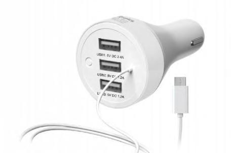 Car Charger CAR POWER 2 3 USB Port with micro USB cable Features and Benefits Ultra Compact &
