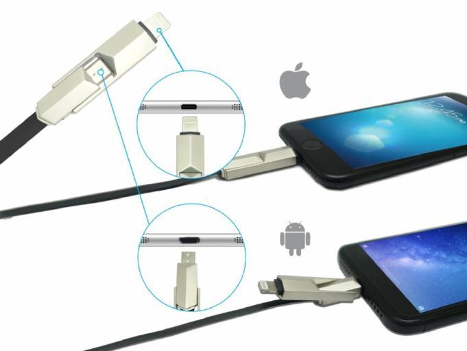 Cables KONNECT 2 in 1 Lightning +Micro USB Cable Connector : Lightning + Micro USB