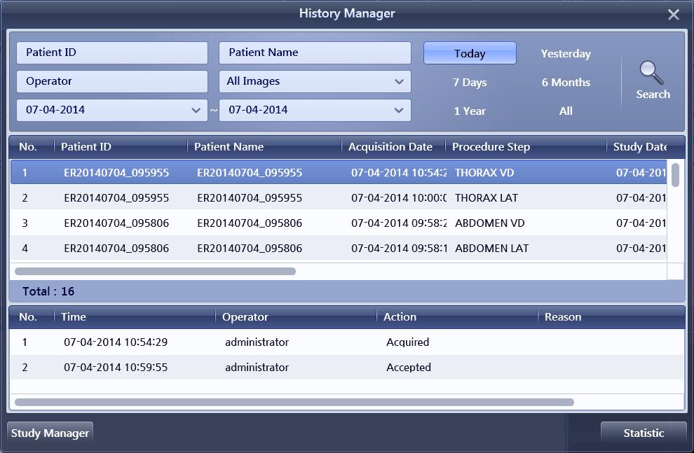 6.2.6 History Manager : Administrator Only Search