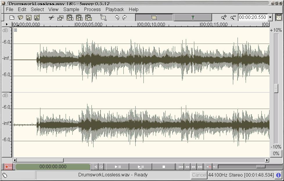 Chapter 1. Getting around in Sweep Viewing the waveform Main window Figure 1-1. Main waveform view This is the main application window in Sweep (Figure 1-1>).
