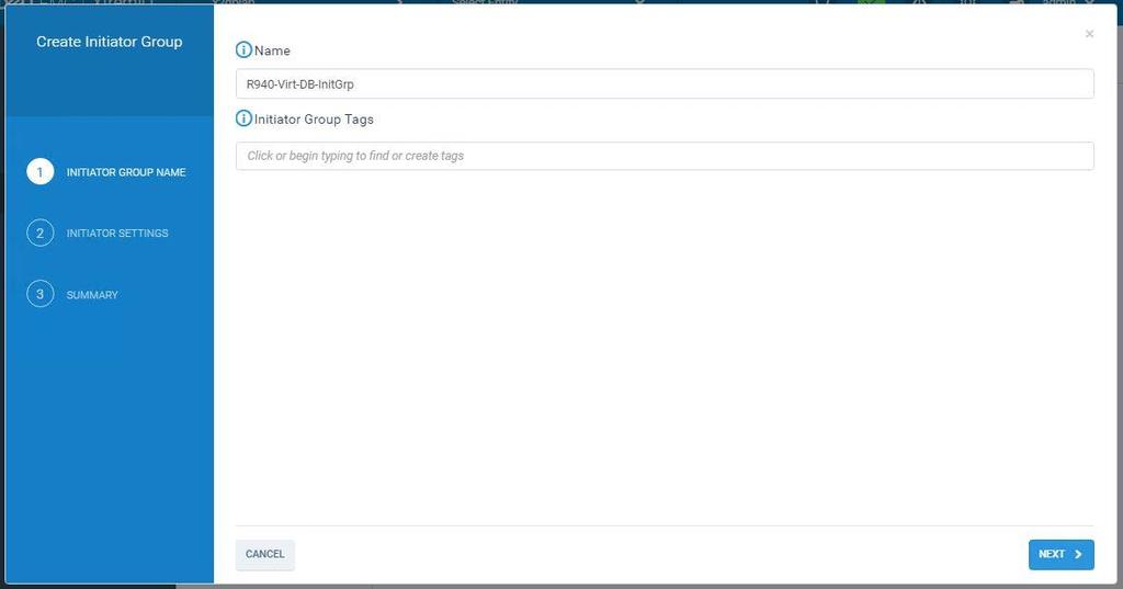 Appendix A: XtremIO Storage Configuration Figure 18. Create Initiator Group wizard: Initiator Group name 3. In the Initiator Settings tab: a.