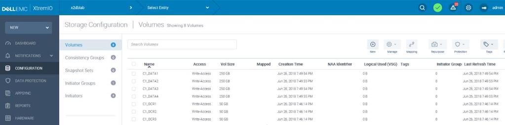 Appendix A: XtremIO Storage Configuration Figure 22. New Volumes wizard: Number, prefix, and size of new volumes 3.