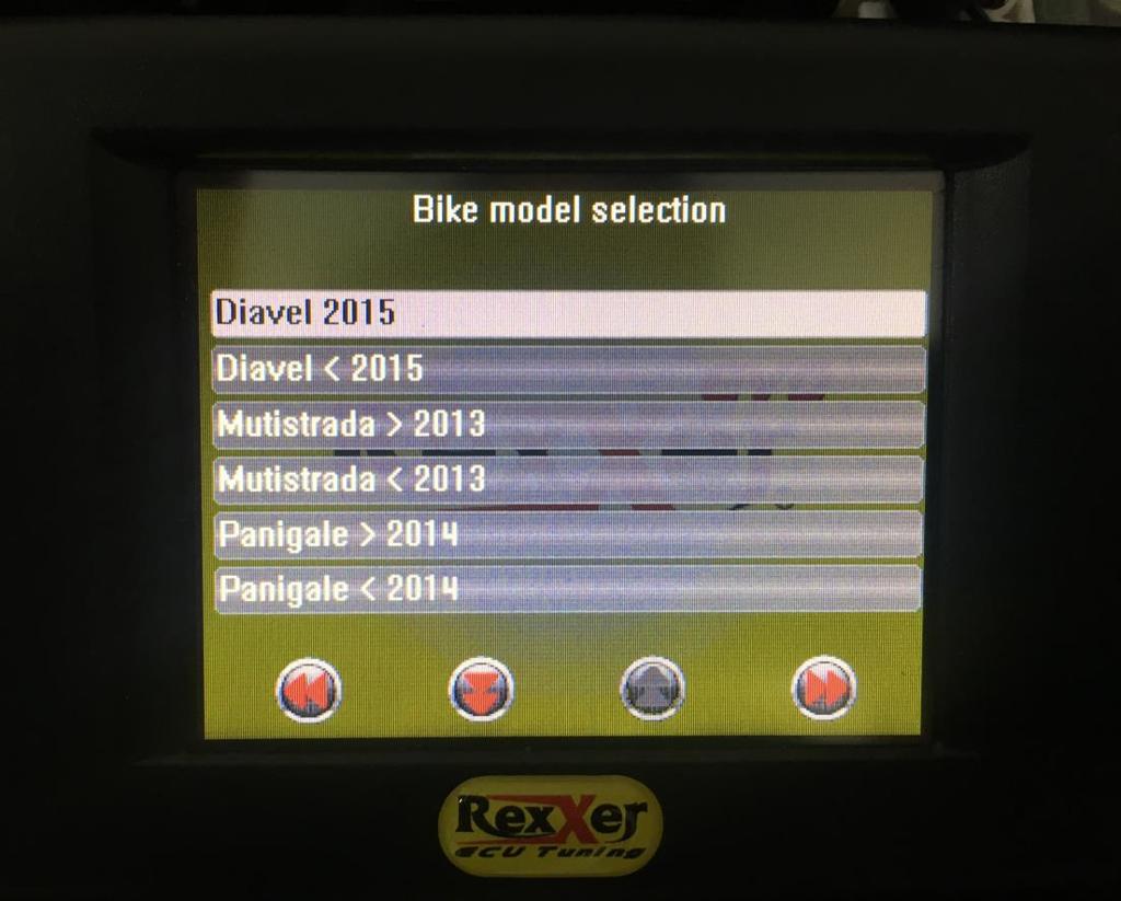 Figure 8: vehicle choice: Choose your specific motorcycle model for using the desired service- /diagnostic function.