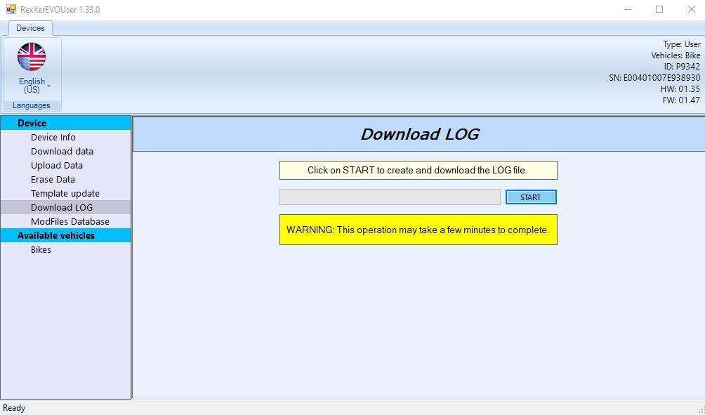 LOG-File If something does not work out as it should, then you have the ability to generate and save a log file by pressing the button Download LOG.