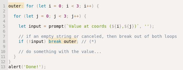 Labels for break/continue (2) The ordinary break after input would only break the inner loop. That s not sufficient.