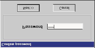 Fig. 4 Dialogue window of the access password In case of a correct password, after pressing the Next >> key