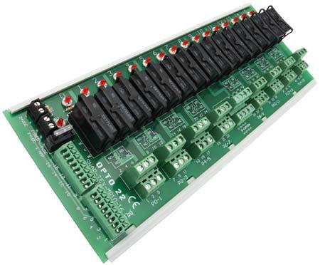 ) These breakout boards include on/off indicators for each channel, and each channel can be wired for normally closed or normally open. The boards require 24 VDC power.