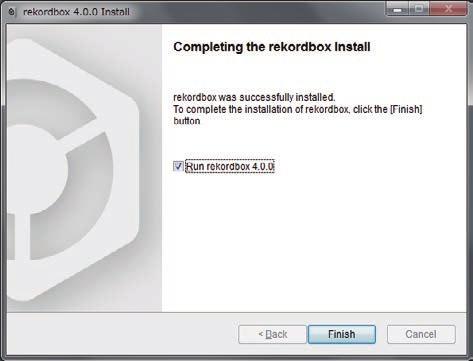 6 Click [Finish] to quit the rekordbox installer.