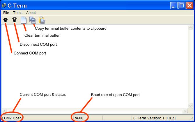 Figure 6-2 C-Term Window By default, typed commands are sent to the CETAC device connected to the opened port.