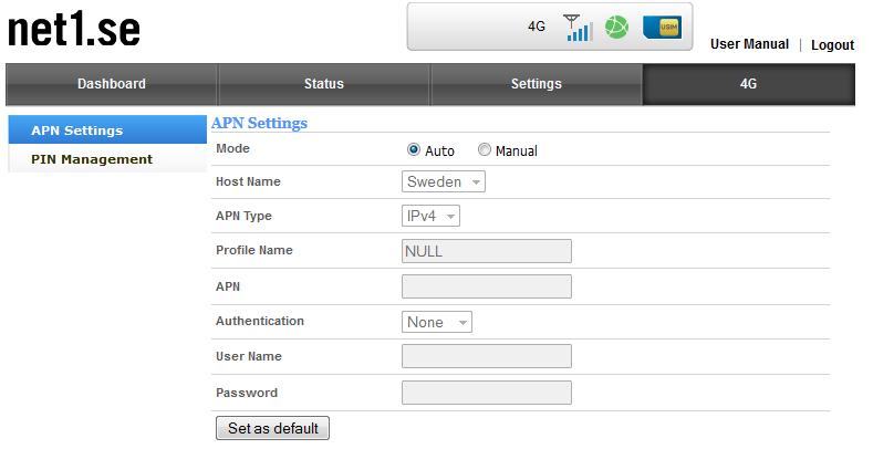 This feature is especially useful for debugging. 4G APN Settings On this page APN Settings can be configured.