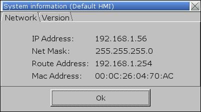 information & HMI IP address.