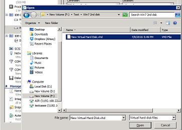 11. Select the folder where the restore virtual disk is located. 12.
