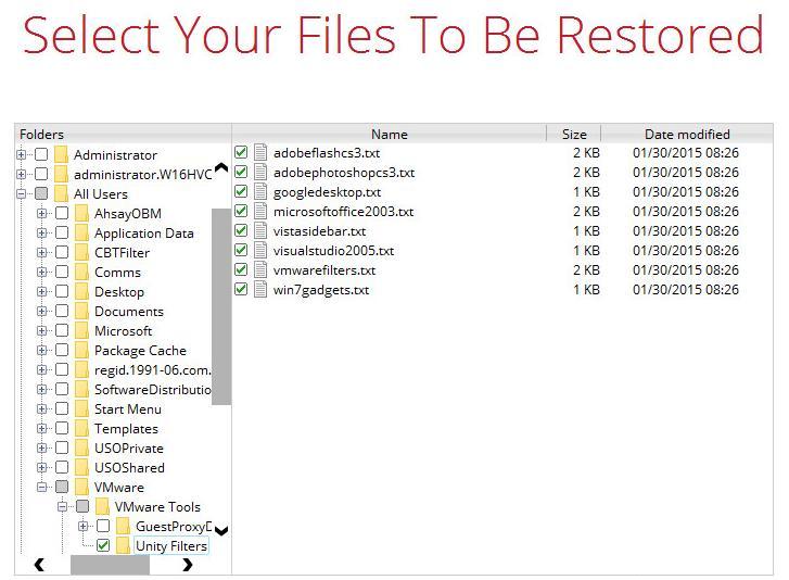 Option 1: Restore Using Backup App File Explorer This method allows you to use the file explorer in Backup App to browse through the files from the backup up image mounted and select those you wish