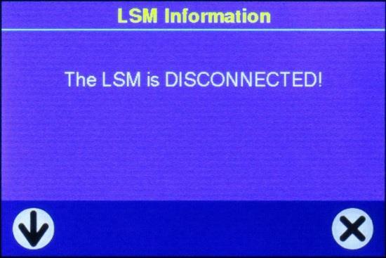 Warning Messages Chapter 4 Troubleshooting and Maintenance If the LSM is not connected to the LDC-1C at startup, or if it is disconnected while the LDC-1C is powered on, the following screen will be