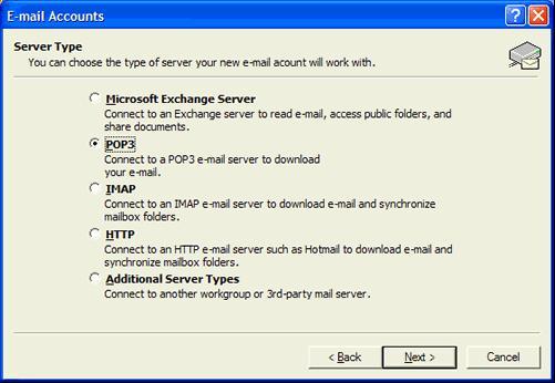 Configuring Outlook 2002 (XP) POP 5.0 Configuring Your Email Program-Outlook 2002 (XP) IPOP 5.1 Start Microsoft Outlook. 5.2 On the Tools menu, click E-mail Accounts. 5.3 Click Add a new e-mail account and then click Next.