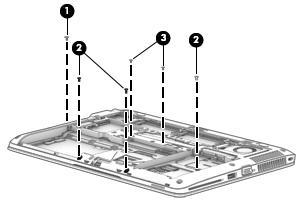 9. Remove the following screws that secure the top cover to the base enclosure: (1) One Phillips