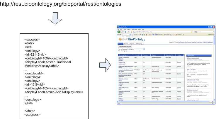 Figure 6. Example of BioPortal User-Interface Consuming a REST Web Service.