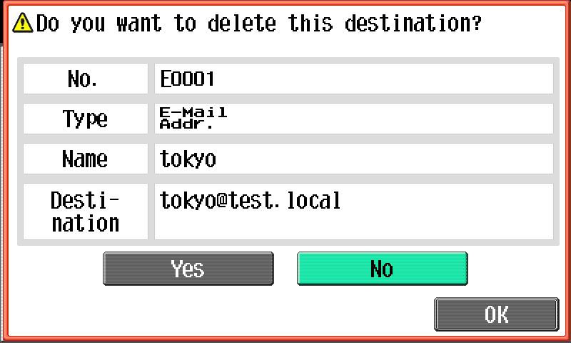 To delete a destination, select a destination, and then touch
