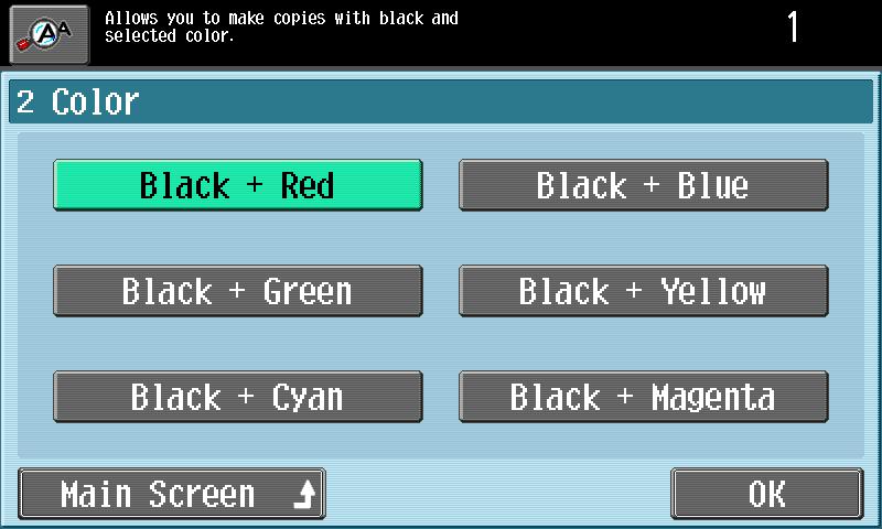 If the " Color" setting was selected, touch the button for the
