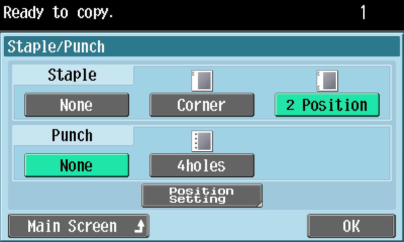 Using copy functions Touch the button for the desired settings, and then touch [Position Setting]. 4 Select the desired position.