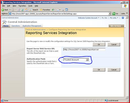 Click on Manage integration settings link under Reporting Services section in Application Management.