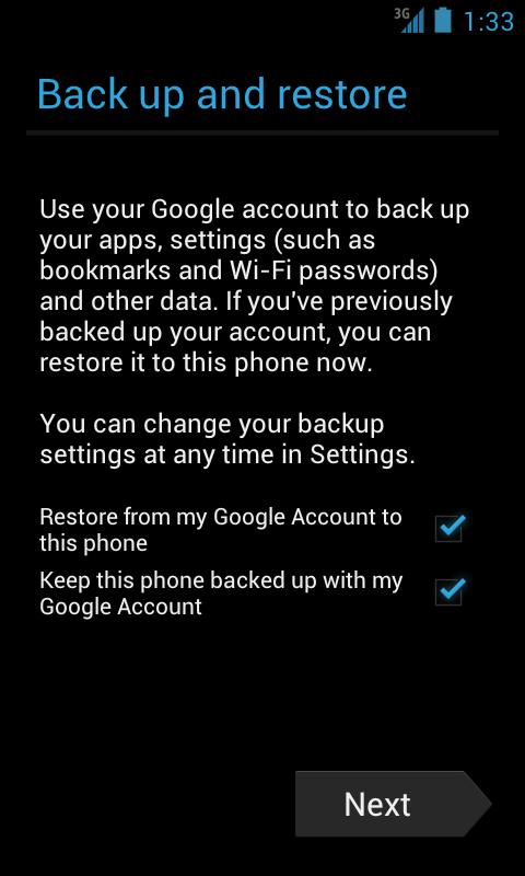 RESTORE DATA ASSOCIATED WITH A GOOGLE ACCOUNT ON A NEW OR A FACTORY- RESET PHONE If you checked the Back up my data option as described above, all the data associated with your Google Account can be