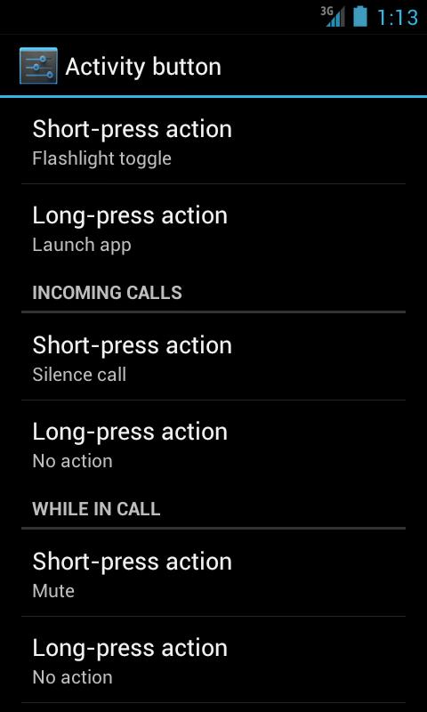 26.2 PROGRAM ACTIONS FOR THE ACTIVITY BUTTON SHORT-PRESS ACTIONS 1. In Activity button settings, touch Short-press action. 2. Touch the desired action on the list. LONG-PRESS ACTIONS 1.