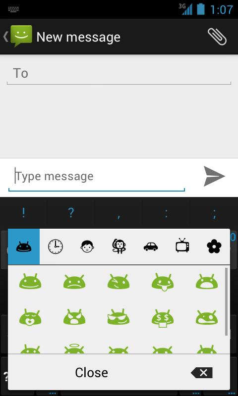 11.3 MAKE TEXTING MORE FUN WITH EMOJICONS The onscreen keyboard in the Messaging app (see Messaging (SMS and MMS), p. 102) has a dedicated emoticons key.