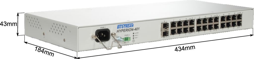 Ethernet interface Ethernet: 24x RJ45 10/100/1000 Mbps, 2x 100M/1000M/2.5Gbps SFP (range of up to 200km for 100Mbit/s 100BASE-FX) QoS: Weighted Round Robin, Strict Priority. PCP 802.