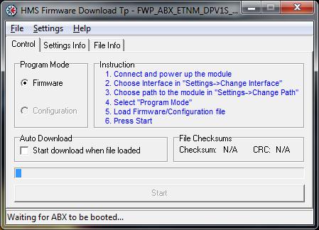 Firmware Dwnlad Anybus X-gateway Mdbus-TCP 8) Chse the menu item File and then Lad.