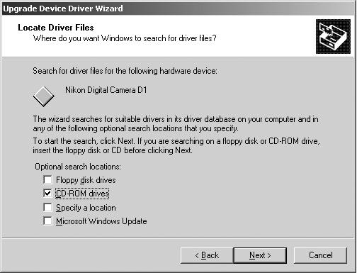Device Registration: D1-Series Cameras Step 4 The Upgrade Device Driver Wizard will be dis played; click Next. Step 5 The dialog shown at right will be displayed.