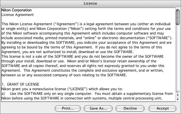 2 Accept the license agreement The license agreement will be displayed.