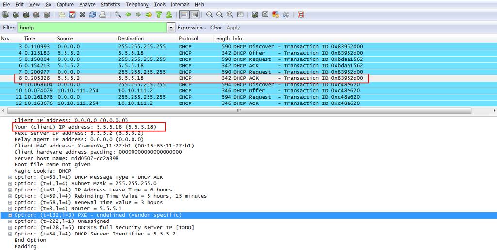 (DHCP server sent the ACK message to the phone): After obtaining the VLAN ID from DHCP server, phone